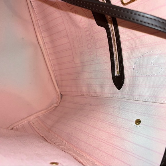 LOUIS VUITTON DAMIER EBENE NEVERFULL MM TOTE ROSE BALLERINE - Picture 6 of 16